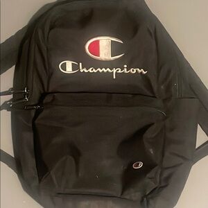 Champion Black Sporty Backpack with Iconic Logo